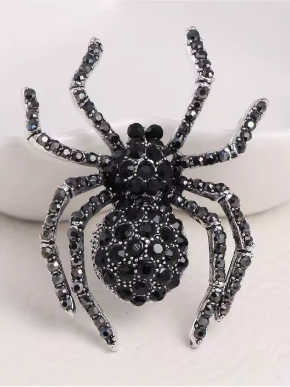 Black Crystal Spider Brooch